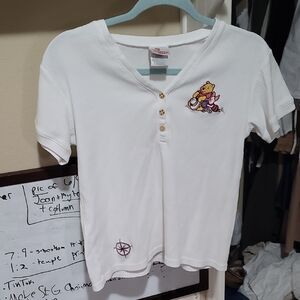 Vintage Disney Cotton White Short Sleeve Tee with North Star Design